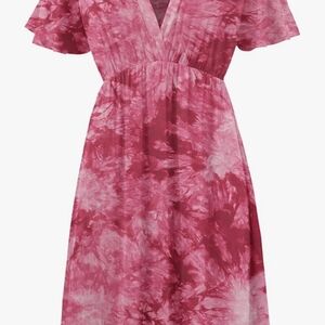Chic Pink Tie-Dye Midi Dress